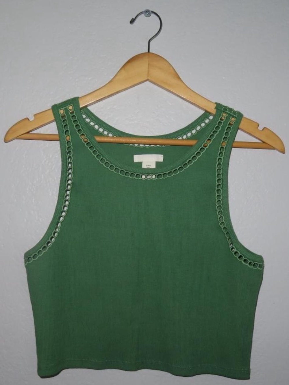 H&M Green Crochet-Trim Tank Top